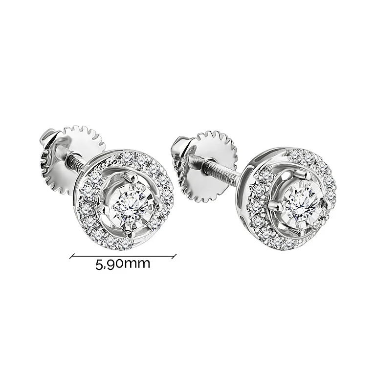 Серьги-гвоздики из белого золота с бриллиантами - 1514624