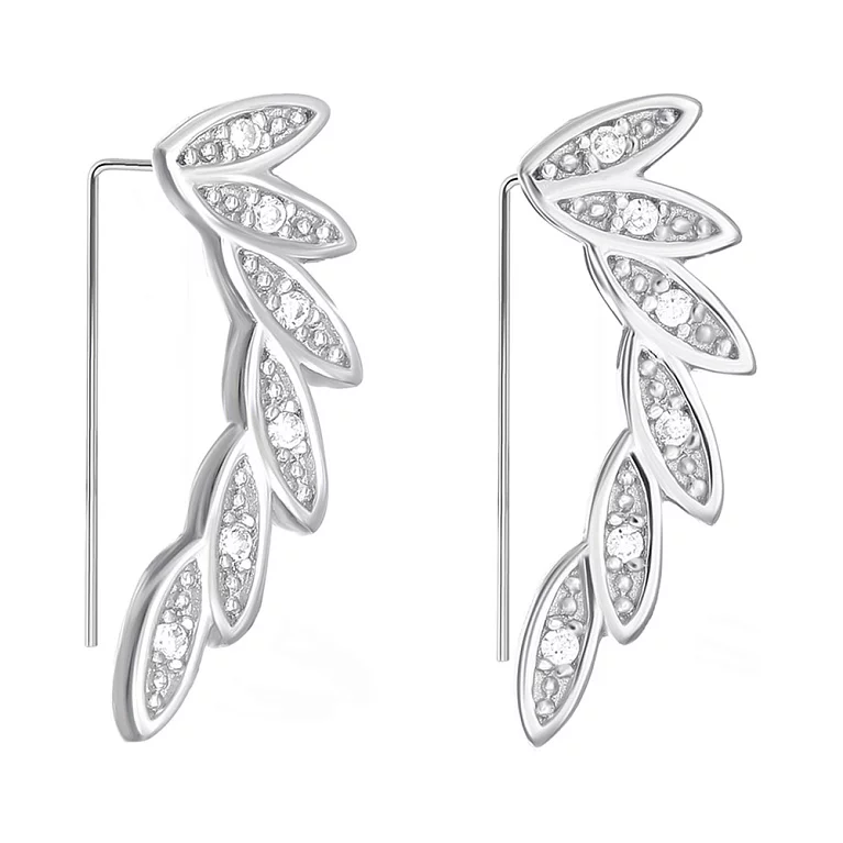 Срібні сережки-каффи Гілочка з фіанітами. Артикул 7502/С2Ф/1394: ціна, відгуки, фото – купити в інтернет-магазині AURUM
