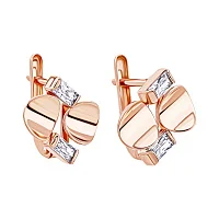 Серьги из красного золота "Геометрия" с фианитами - 2098256