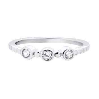 Серебряное тонкое кольцо с фианитами - 1520545