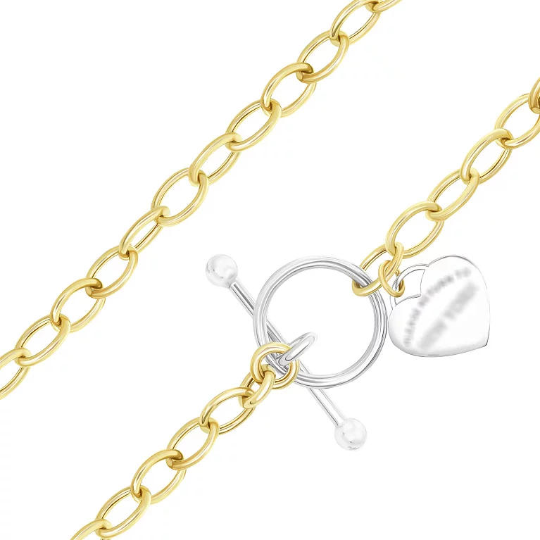 Цепочка якорного плетение из комбинированого золота с сердцем. Артикул 2093213043: цена, отзывы, фото – купить в интернет-магазине AURUM