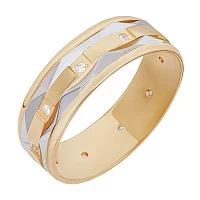 Обручальное кольцо комбинированное с цирконием. Артикул 1054: цена, отзывы, фото – купить в интернет-магазине AURUM