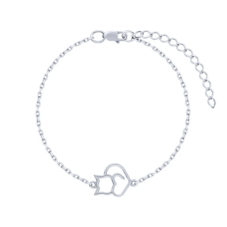 Срібний браслет "Кішечка" в якірному плетінні - 2137959