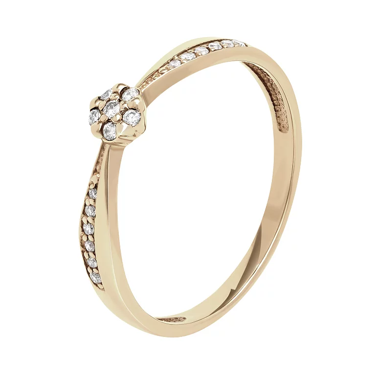 Кольцо из красного золота с бриллиантами. Артикул 52655/1,5: цена, отзывы, фото – купить в интернет-магазине AURUM