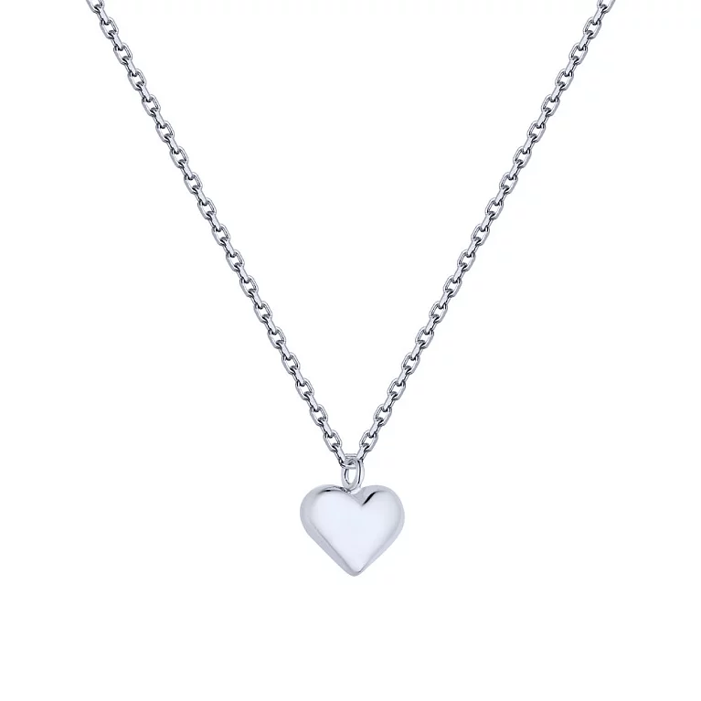 Цепочка с подвеской "Сердце" серебряная плетение якорь. Артикул 7507/1298: цена, отзывы, фото – купить в интернет-магазине AURUM