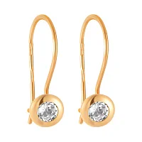 Сережки-петли из красного золота с фианитом - 947769 Сережки-петли из красного золота с фианитом - 947769