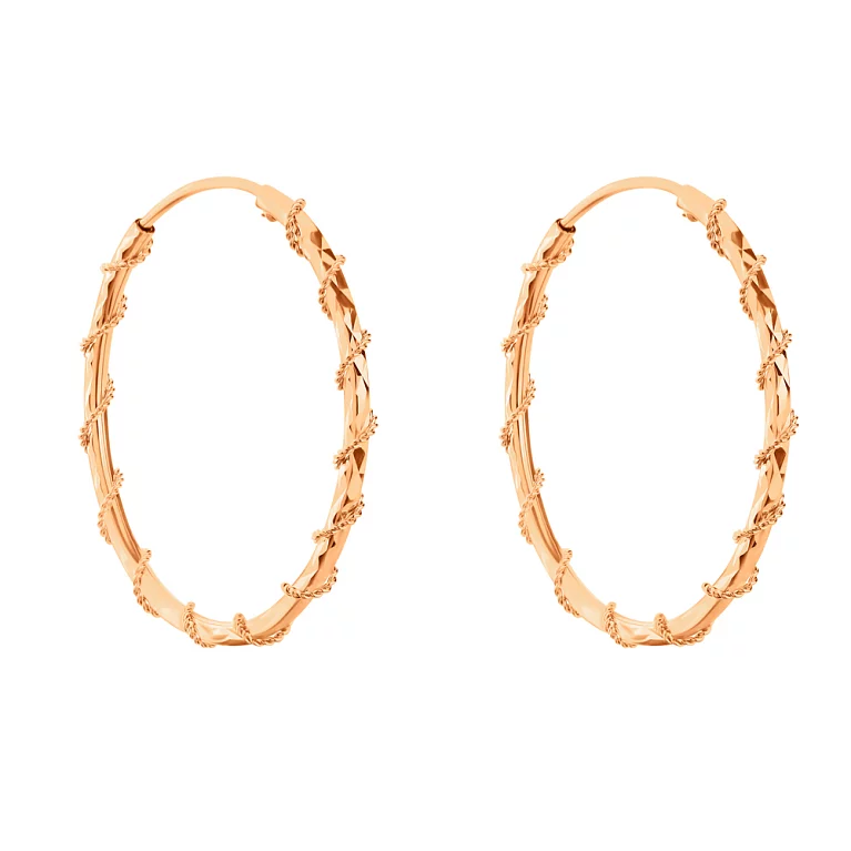 Сережки-кольца из красного золота. Артикул 101450/40: цена, отзывы, фото – купить в интернет-магазине AURUM