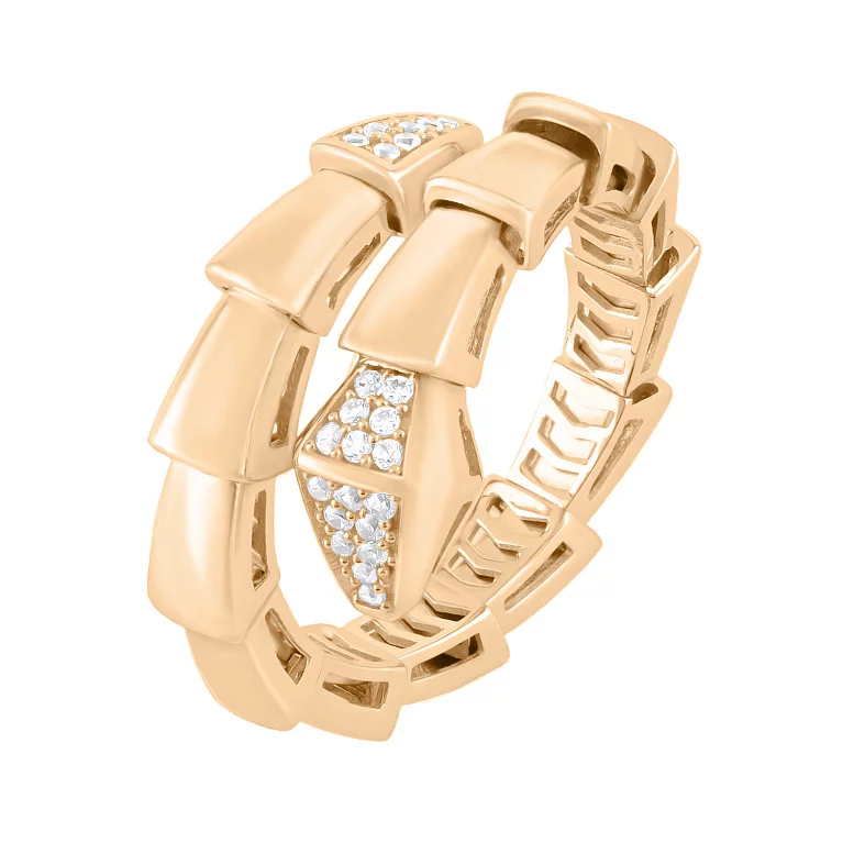 Кольцо "Змея" из красного золота с фианитами. Артикул 214301701: цена, отзывы, фото – купить в интернет-магазине AURUM