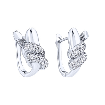 Стильные серебряные сережки в стиле fashion - 1960996