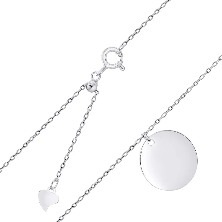 Ланцюжок срібний з підвіскою "Монета" плетіння якір. Артикул 7507/КЛ2/1045Ш: ціна, відгуки, фото – купити в інтернет-магазині AURUM
