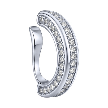 Серебряная моносережка-каффа с фианитами - 2247746