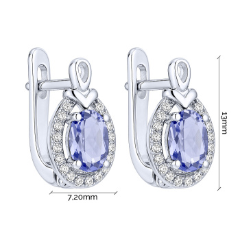 Серьги из серебра с танзанитом и фианитами - 2297773