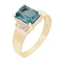 Стильна каблучка в червоному золоті з турмаліном і фіанітами - 1984462