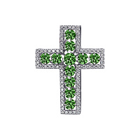 Хрестик з білого золота зі смарагдами і діамантами. Артикул П219иб: ціна, відгуки, фото – купити в інтернет-магазині AURUM