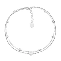 Срібний браслет "Сердечко" в подвійному плетінні - 1551149