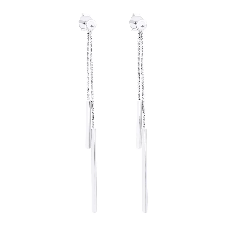 Сережки-гвоздики зі срібла з підвісками. Артикул 7518/С2/1005: ціна, відгуки, фото – купити в інтернет-магазині AURUM