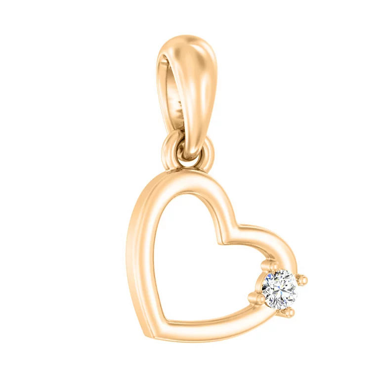 Підвіска з червоного золота "Серце" з діамантом. Артикул П011148: ціна, відгуки, фото – купити в інтернет-магазині AURUM