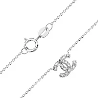 Колье с подвесом плетение якорь в белом золоте - 1819079