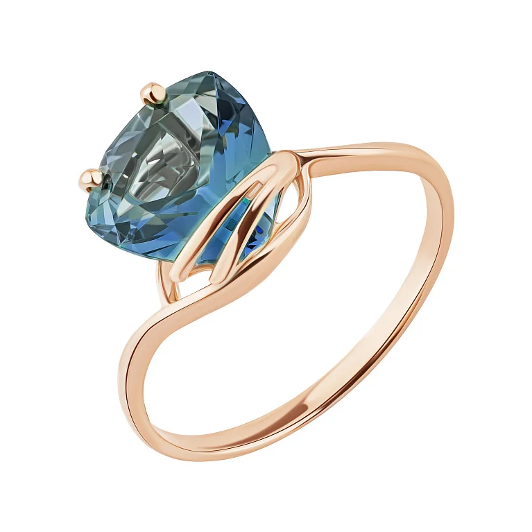 Каблучка у червоному золоті з топазом лондон - 2178335