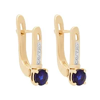 Серьги в красном золоте с бриллиантами и сапфирами - 1740063