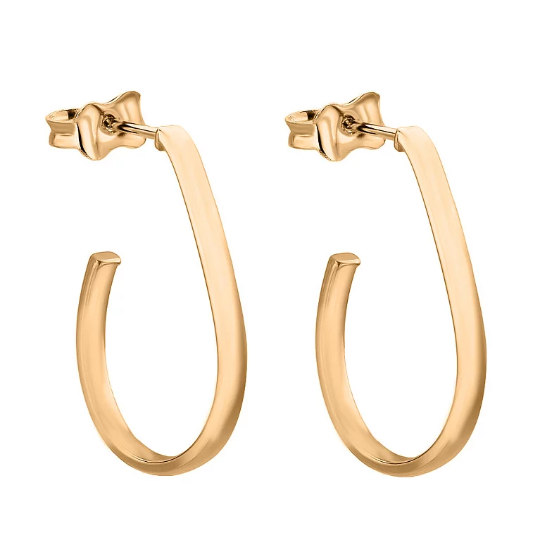 Золоті овальні сережки-гвоздики. Артикул 1091163: ціна, відгуки, фото – купити в інтернет-магазині AURUM