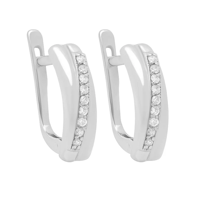Сережки в білому золоті з доріжкою діамантів. Артикул 21115/1б: ціна, відгуки, фото – купити в інтернет-магазині AURUM