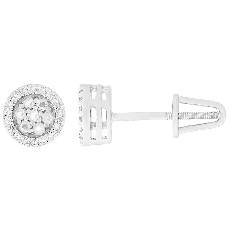 Сережки гвоздики из белого золота с бриллиантами. Артикул 2191335202: цена, отзывы, фото – купить в интернет-магазине AURUM