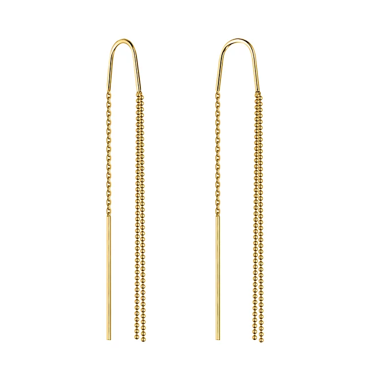 Золоті сережки-протяжки. Артикул 108269ж: ціна, відгуки, фото – купити в інтернет-магазині AURUM