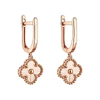 Серьги "Клевер" с подвесом из красного золота - 2133638