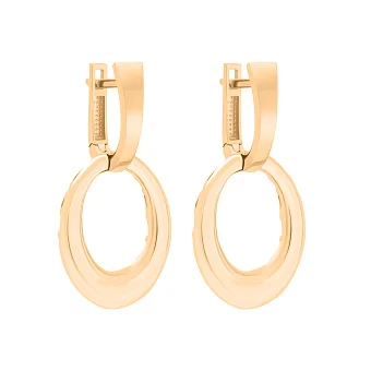 Сережки "Овал" с подвесами из красного золота - 1763856