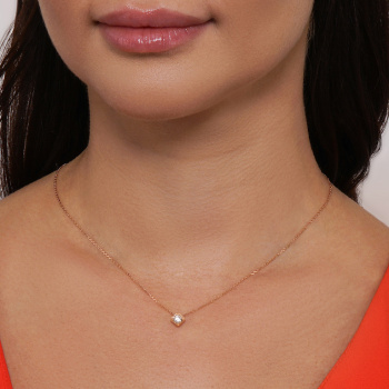 Цепочка с подвесом из красного золота с фианитом - 1677712