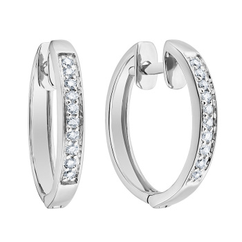 Серьги-кольца с бриллиантами в белом золоте - 1697625