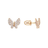Золоті сережки-гвоздики з цирконіями Метелик. Артикул 2104137101: ціна, відгуки, фото – купити в інтернет-магазині AURUM