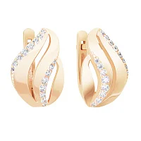 Сережки из красного золота с фианитами - 1559523 Сережки из красного золота с фианитами - 1559523