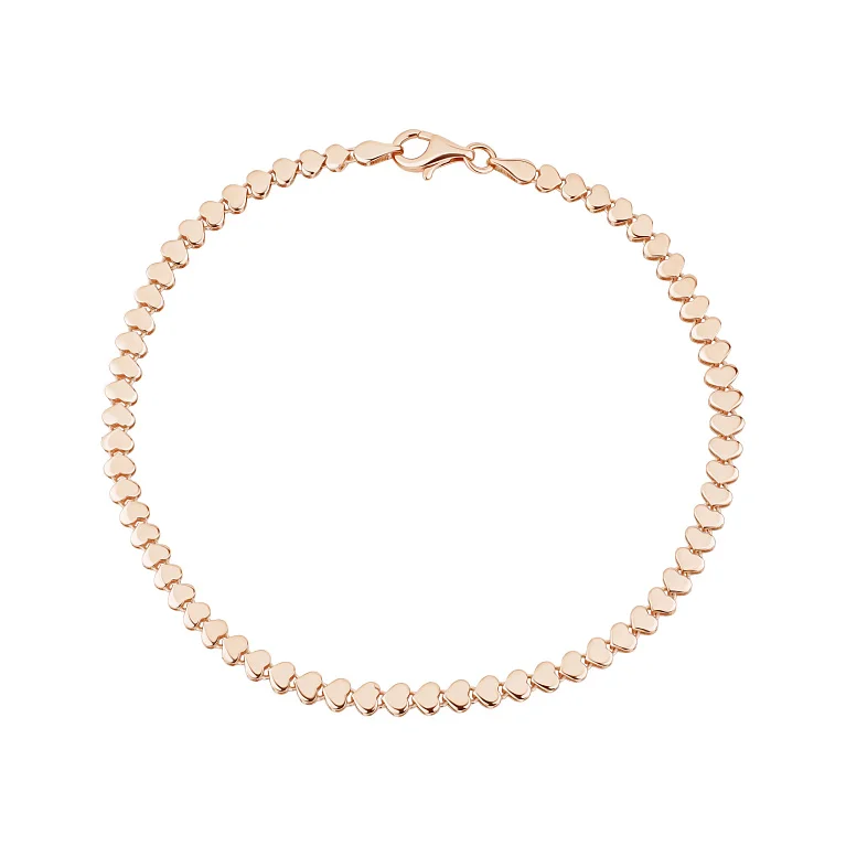 Браслет у червоному золоті "Серця" плетяння фантазія - 2178288