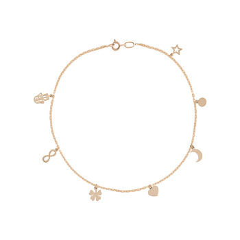 Браслет з червоного золота з підвісами плетіння якірне - 859436