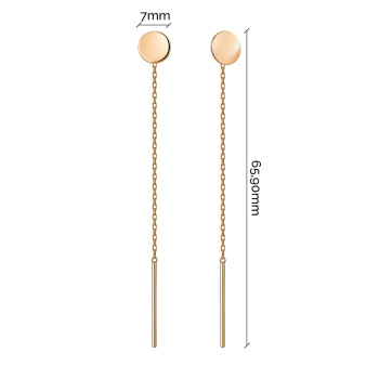Сережки-протяжки з червоного золота "Монети" - 594195