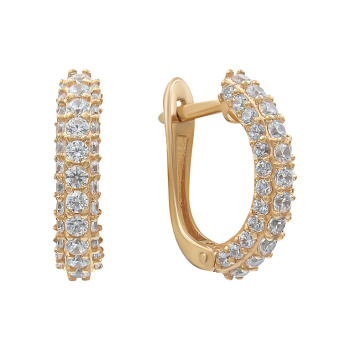 Сережки из красного золота с фианитами - 825859