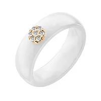 Каблучка "Квітка" із кераміки і червоного золота з діамантами - 2126591