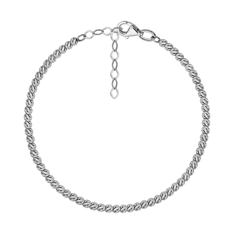 Браслет із білого золота з кульками плетіння фантазія - 1824708
