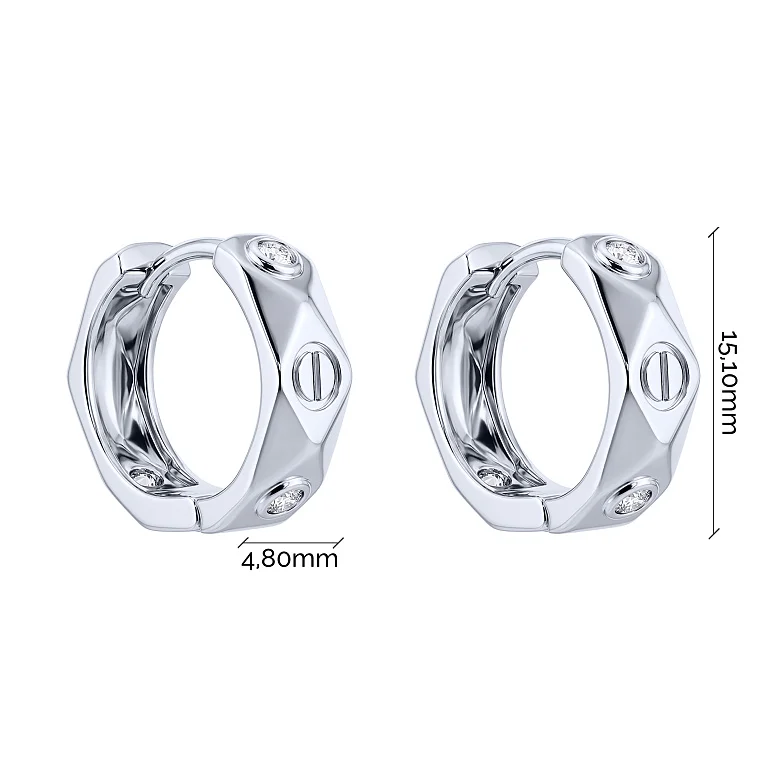 Серьги-кольца "Love" из серебра с фианитами  - 2247673