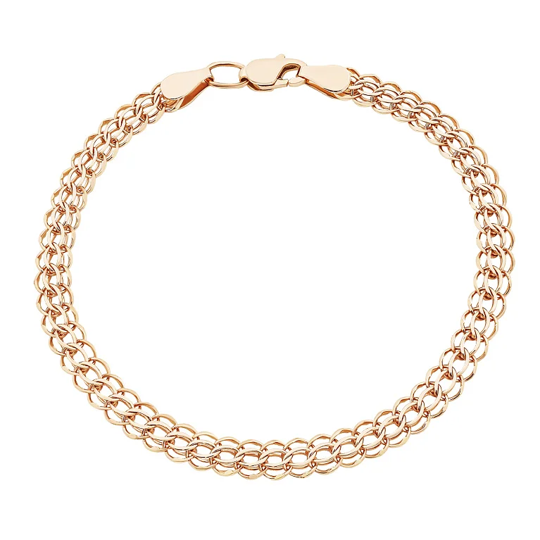 Браслет из красного золота плетение питон - 2127743