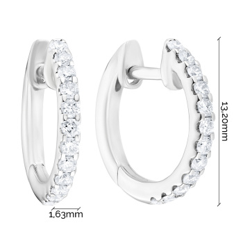 Серьги-кольца с дорожкой из бриллиантов в белом золоте - 1670371