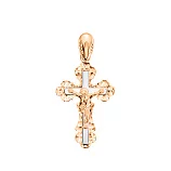 Крестик с алмазной гранью из красного золота и вставкой из белого