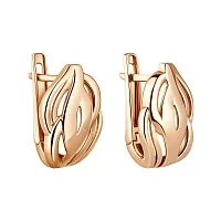 Широкие серьги из красного золота "Переплетение" - 969025