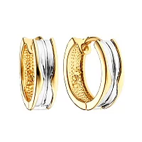 Сережки-кольца из комбинированого золота. Артикул 103694/15жб: цена, отзывы, фото – купить в интернет-магазине AURUM