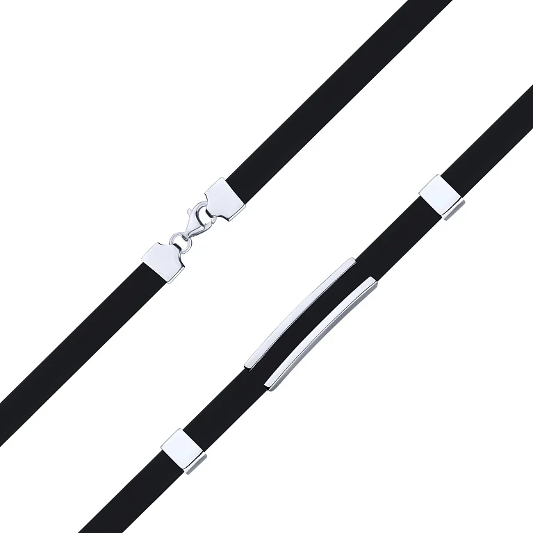 Браслет из каучука с серебряными вставками - 2221157