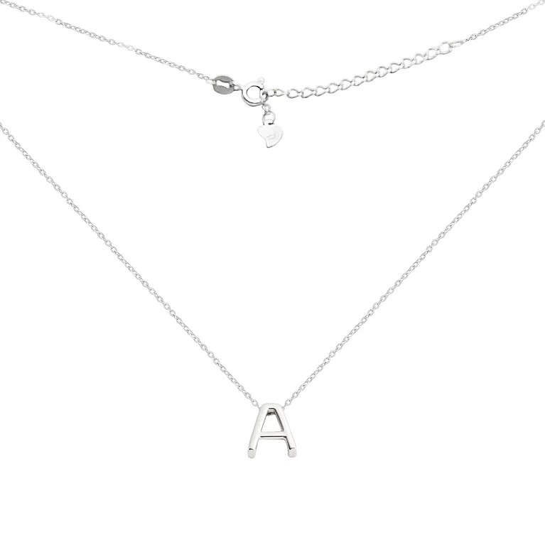 Срібний ланцюжок з підвіскою "Буква А" якірне плетіння. Артикул 7507/Кл2/1016: ціна, відгуки, фото – купити в інтернет-магазині AURUM