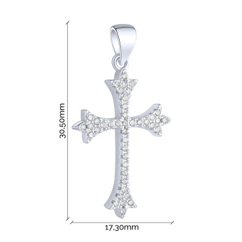Декоративный крестик из серебра с фианитами  - 2294585