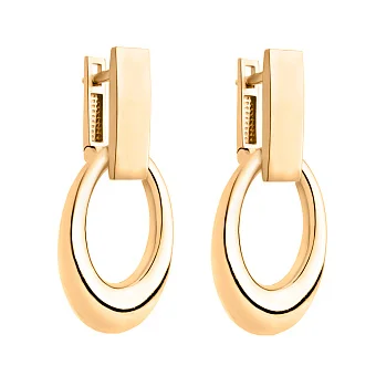 Сережки из красного золота с овальным подвесом - 1781164